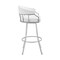 Armen Living Palmdale 30" Swivel White Faux Leather and Silver Metal Bar Stool 795044878165 - alternate 3